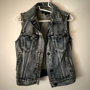 J. Crew XS Indigo Distressed Acid Wash Denim Vest
